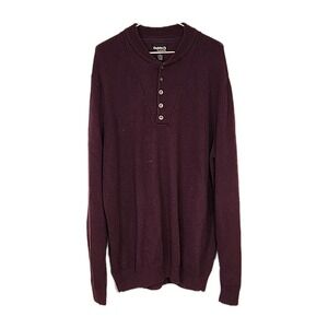 Guide Series 1/4 Button Pullover‎ Men's Size XLT Maroon Burgundy Knit Mock Neck